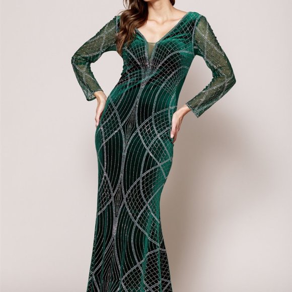 Illusion V-Neck Mermaid Shape Prom Dress AC3005